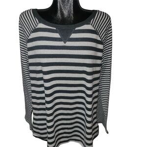Love And Legend Black and White Striped Long Sleeve Top Size 3X